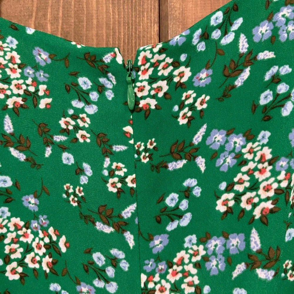 Loft Green Floral Flounce Dress - Picture 5 of 6